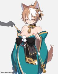 1femboy 2021 cosplay femboy femboy_only furry_ears genshin_impact gorou_(genshin_impact) instanttnoodle male male_only ms_hina_(genshin_impact)_(cosplay) nipple_play otoko_no_ko solo trap