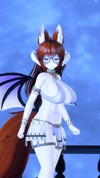 1girls 3d bikini bikini_bottom bikini_top breasts egyptian_clothes fox_ears fox_girl fox_tail ginger ginger_hair glasses glubbable horns large_breasts light-skinned_female looking_at_viewer solo solo_female solo_focus succubus thick_thighs virtual_youtuber vrchat vrchat_avatar wings