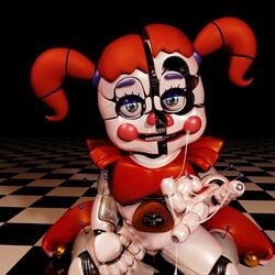 3d baby_(fnafsl) canon_appearance circus_baby circus_baby_(fnaf) circus_baby_(original) cum_on_face cum_on_hand female five_nights_at_freddy's full_color looking_at_viewer no_penetration