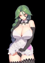 1girls alternate_costume blush breasts cheryl_(pokemon) curvaceous curvy curvy_figure embarrassed feet_out_of_frame game_freak hakai_shin hi_res high_resolution huge_breasts human long_hair looking_at_viewer maid maid_apron maid_uniform nintendo pokemon pokemon_dppt standing thick_thighs voluptuous