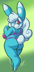 andrew_dickman anthro awd bbw big_ass big_breasts big_butt blue_body blush bra breasts bunny chubby chubby_female cute digital_drawing_(artwork) digital_media_(artwork) furry furry_only half_naked long_ears long_hair looking_at_viewer looking_back panties pixels_bunni posing rabbit white_hair