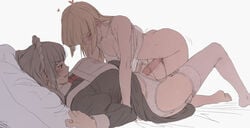 1futa 1girls bangs blonde_hair blush breasts breath censored clothed clothing commentary duo erection eyebrows_visible_through_hair female futa_on_female futa_with_female futanari futanari-sama_(mdf_an) garter_belt garter_straps grey_hair grey_hair_maid_(mdf_an) heart heavy_breathing human imminent_penetration juliet_sleeves large_breasts light-skinned_female light-skinned_futanari light_skin long_hair long_sleeves looking_at_penis lying maid maid_headdress mdf_an medium_breasts mosaic_censoring mostly_nude motion_lines multiple_girls on_back open_mouth original pale_skin partially_clothed penis puffy_sleeves simple_background sweat thighhighs white_background white_legwear