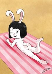 1girls anthro ass black_hair bunny_girl cub cute elinor_rabbit elinor_wonders_why female female_only lagomorph pbs pbs_kids_(copyright) pbskids rabbit smile solo young