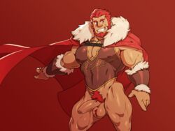 balls bara boner bottomless cape chesschirebacon erection fate/zero fate_(series) gay iskandar_(fate) islander male male_only muscles muscular pantless penis red_hair rider_(fate/zero) solo solo_male