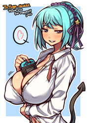 1girls absurdres big_breasts breasts coffeelove68 demon_girl demon_tail female female_only highres kurono_kurumu large_breasts nipple_bulge rosario+vampire school_uniform solo succubus