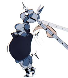 ass big_ass blush breasts d-eed_(fiffer) disembodied_hands dumptruck_ass fiffer large_ass large_thighs plump robot robot_girl shortstack slapping_ass slapping_butt small_breasts surprised thick_thighs wide_hips