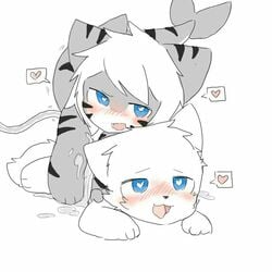 blue_eyes changed_(video_game) changed_fan_artist colin_(changed) furry gay heart heart-shaped_pupils lin_(changed) shark_(changed) tiger_shark_(changed)