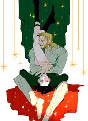 2boys adoptive_siblings beard brothers clothed_sex facial_hair gay human human_only legs_up light-skinned_male light_skin loki_(marvel) long_hair_male male_only manta_(artist) marvel marvel_cinematic_universe partially_clothed thor_(marvel) thor_(series) yaoi