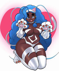 1girls 2021 :3 animal_hands animal_legs capcom cat_ears cat_tail cosplay dark-skinned_female darkstalkers duppio felcia_cosplay felicia felicia_(darkstalkers) medium_breasts mostly_nude oona_anderson_(duppio)