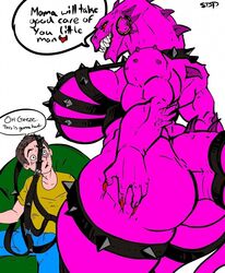 ... 1boy 1girls anthro background_character biceps black_bra bondage_gear bra breasts brown_hair claws colored death_by_snu_snu demon dialogue dinosaur djpuppeh duo english_text evil_grin eye_contact female femdom furry-specific_piercing hand_on_own_ass heart horn_piercing huge_ass huge_breasts human human_on_anthro imminent_sex interspecies interstellar_demon_stripper larger_female looking_at_another male male_human/female_anthro male_human/female_demon mommy_kink morty_smith muscles muscular_female nail_polish panties_on_head pink_body red_claws red_eyes red_nails rick_and_morty robinebra scalie sideboob signature simple_background sitting size_difference skindentation slit_pupils smaller_male speech_bubble spiked_bra spiked_legband spikes spikes_(anatomy) spoken_heart standing tail text thick_thighs voluptuous white_background wide-eyed