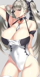 1girls 2020 arm_behind_back arm_up ass_visible_through_thighs azur_lane big_breasts breasts choker cleavage collarbone covered_navel covered_nipples covered_pussy earrings farys_(afopahqfw) female female_focus female_only formidable_(azur_lane) jewelry legwear leotard light-skinned_female light_skin long_hair looking_at_viewer open_mouth red_eyes royal_navy_(azur_lane) solo standing thick_thighs thighs very_long_hair