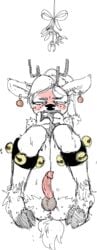 anthro capreoline cellphone cervid christmas christmas_clothing clothing conditional_dnp digitigrade ear_piercing ear_ring embarrassed erection freckles holidays male mammal mistletoe phone piercing plant reindeer sketchy smartphone solo ugly_tortilla