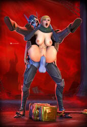 1futa 3d ahe_gao big_breasts big_penis blizzard_entertainment breasts chaossu3d duo erection full_nelson futa_on_female futanari huge_cock human human_(world_of_warcraft) large_breasts light-skinned_female mawsworn partially_clothed penis pussy sex smug standing stomach_bulge sylvanas_windrunner the_maw_(warcraft) tongue_out undead vaginal_penetration warcraft world_of_warcraft