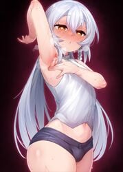 1boy ain(in) arched_back armpits blush bulge eye_contact femboy girly heart-shaped_pupils long_hair looking_at_viewer male male_only minishorts penis_bulge shorts small_penis solo standing sweat thick_thighs thighs tongkkangi tongkkangi_(streamer) twintails virtual_youtuber white_hair zvz6iat9r3xmek5