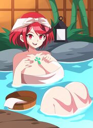 1girls abysswatchers alternate_breast_size big_breasts breasts female nintendo open_mouth pyra red_eyes red_hair solo tagme towel xenoblade_(series) xenoblade_chronicles_2