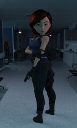 1girls 3d 3d_(artwork) capcom cosplay daz3d daz_studio disney female female_only helen_parr jill_valentine_(cosplay) pin3d pixar resident_evil resident_evil_3 resident_evil_3_remake smooth_skin solo tentacle tentacle_monster the_incredibles