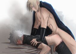 2boys bent_over canon_genderswap erection facial_scar from_behind genderswap_(ftm) gintama gintoki_sakata gintokisimp hot_dogging japanese_clothes male male_only pants_down penis pinned pinned_down rule_63 scars sweat tsukuo tsukuyo uncensored yaoi