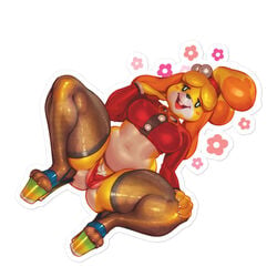 1girls animal_crossing anthro areola areola_bulge barely_visible_genitalia barely_visible_pussy big_areola big_breasts big_butt big_nipples breasts bubble_butt butt butt_crack canid chubby erect_nipples erection_under_clothes female_only garter_belt garter_straps heels high_heels hips huge_butt isabelle_(animal_crossing) negarobo nintendo nipple_bulge nipples panties partially_visible_vulva pasties plump_labia pubic_hair puffy_areola pussy pussy_bulge solo_female source_request squatting thick_thighs thighs thong wide_hips year_request