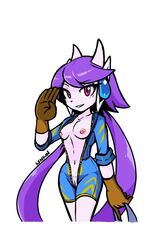 1girls boobs breasts female female_only freedom_planet freedom_planet_2 kenjikanzaki05 long_hair medium_breasts nipples pink_eyes purple_hair purple_skin pussy sash_lilac simple_background solo solo_female tits twintails vagina water_dragon white_background