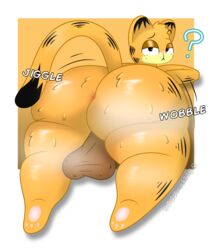 1boy 2021 ? absurd_res anthro anus ass ass_focus backsack balls bedroom_eyes big_ass big_balls big_butt butt curvy digital_media_(artwork) domestic_cat felid feline felis femboy fur garfield_(series) garfield_the_cat genitals girly hair hi_res huge_ass looking_at_viewer looking_back lying male male_focus male_only mammal narrowed_eyes nude on_front orange_body orange_fur overweight pawpads paws presenting presenting_hindquarters rear_view seductive simple_background sleepyinu slightly_chubby solo solo_male sound_effects steam sweat sweatdrop sweaty_ass text thick_thighs voluptuous wide_hips