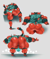 abs ass_focus biceps furry furry_only guzreuef incineroar male_only muscle muscles muscular muscular_arms muscular_legs muscular_male muscular_thighs nipples pecs pokemon veins