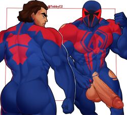 1boy ass balls bara big_ass big_butt boner brown_hair butt erection fat_ass fat_butt gay huge_ass huge_butt looking_at_viewer looking_back male male_only marvel miguel_o'hara penis ripped_clothing solo spider-man spider-man:_across_the_spider-verse spider-man_(series) spider-man_2099 thick_ass thick_butt tobbyc2