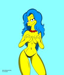 breasts color covering female female_only front_view hair_down human long_hair marge_simpson nick_mcallister solo standing tagme the_simpsons topless