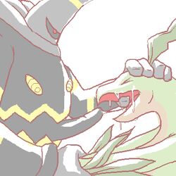 color cum dusknoir dusknoir_(eotds) grovyle grovyle_the_thief hand_on_head interspecies male male/ambiguous male_dusknoir male_pokemon nintendo nude open_mouth penis pokémon_(species) pokemon pokemon_mystery_dungeon questionable_consent side_view tagme