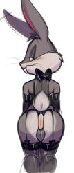 anthro anus armwear ass balls blush bottomwear bow_(disambiguation) bra buckteeth bugs_bunny bulge clothed clothing collar corset crossdressing crotchless_clothing crotchless_panties crotchless_underwear dandi digital_media_(artwork) elbow_gloves fembugs_bunny fur garter_belt garter_straps genitals girly gloves handwear hi_res lace lace_panties lagomorph legwear leporid lingerie looking_at_viewer looking_back looney_tunes male mammal narrowed_eyes overbite panties partially_clothed presenting presenting_hindquarters rabbit rear_view small_balls smile solo stockings teeth topwear underwear warner_brothers