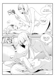 2girls ak-15_(girls'_frontline) bar_censor blush breasts censored completely_nude female_pubic_hair fingering fingering_through_clothes fingering_through_panties girls'_frontline greyscale highres hitachi_magic_wand huqu large_breasts long_hair medium_hair monochrome multiple_girls nipples nude object_insertion on_bed open_mouth pubic_hair pussy pussy_juice rpk-16_(girls'_frontline) sex_toy smile through_clothes vaginal_object_insertion vaginal_penetration vibrator yuri