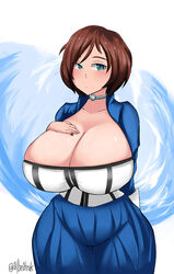 allbeatnik bioshock bioshock_infinite breasts brown_hair choker corset dress elizabeth_comstock huge_breasts solo solo_female tagme