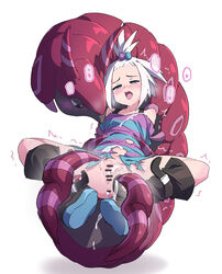 1girls bar_censor bare_shoulders black_footwear blue_eyes blush boots censored centipede collarbone commentary_request cum cum_in_ass cum_in_pussy cumdrip dress female hair_bobbles hair_ornament half-closed_eyes heart highres nite_airen open_mouth platform_boots pokemon pokemon_(game) pokemon_(species) pokemon_bw2 pokephilia raised_eyebrows rape restrained roxie_(pokemon) scolipede short_hair spiked_hair spread_legs striped striped_dress teeth tongue topknot two-tone_dress upper_teeth white_hair zoophilia