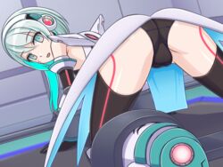 1girls all_fours android ass bent_over black_panties clothed clothing ico_(mega_man) leotard mega_man mega_man_x_dive miruno reploid robot robot_girl soll tagme