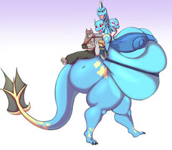 3_heads anthro ass bbw belly big_ass big_belly big_breasts big_butt blue_body breasts butt canid canine dragon dragonicxs duo fat fat_dragon_female female fur furry gofenix grey_body grey_fur hi_res huge_ass huge_breasts huge_butt long_tongue mammal multi_head nipple_outline nipples obese obese_dragon obese_female overweight overweight_dragon overweight_female scalie simple_background thick_thighs tongue tongue_out wolf