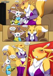 big_breasts comic dialogue digihentai digimon digimon_adventure digimon_tamers dirty_gamers gatomon palcomix renamon size_difference small_breasts smaller_female taller_girl underwear