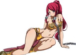 1girls arc_system_works belly_dancer belly_dancer_outfit blazblue boots chain_leash crossover_cosplay dancer dancer_outfit harem_girl harem_outfit large_breasts loincloth long_hair purple_eyes red_hair slave slave_bikini slave_collar slave_leia_(cosplay) slave_outfit slavegirl star_wars tsubaki_yayoi voluptuous