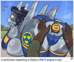 1boy 1girls 5_fingers 6:5 absurd_res aeromorph aircraft anal anal_access anal_only anal_only_panties anthro anus anus_peek armor ass avian back_boob backless_panties beak bent_over big_anus big_breasts big_butt blue_clothing blush blush_lines bodily_fluids body_blush border breast_blush breasts butt_blush butt_focus butt_heart butt_pose buttplug camel_toe caption cel_shading clothed clothing curvy_figure day dripping english_text eyebrow_through_hair eyebrows eyelashes eyelashes_through_hair eyewear female fingers foreshortening gauntlets genitals glistening glistening_body glistening_breasts glistening_butt gloves goggles grey_anus grey_body grey_hair grey_vulva gryphon hair hand_on_butt handwear heart_eyes heart_symbol hearts_around_head hi_res huge_breasts huge_butt huge_hips huge_thighs hybrid johnmarten leggings legwear living_aircraft living_machine living_vehicle looking_at_viewer looking_back looking_back_at_viewer machine male multicolored_body musk mythological_avian mythological_creature mythology outside panties plug_(sex_toy) plump_labia portrait pose presenting presenting_hindquarters pussy_peek sex_toy shaded short_tail side_boob skimpy smile solo solo_focus spread_butt spreading sweat sweaty_breasts sweaty_butt tail text thick_thighs thigh_highs three-quarter_portrait translucent translucent_hair two_tone_body underwear vehicle visor voluptuous vulva white_border wide_hips wings yellow_eyes