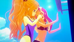 2girls 3d adagio_dazzle beach big_ass big_breasts big_butt big_hips big_thighs cleavage curly_hair darckanllel equestria_girls female female_focus female_only friendship_is_magic hasbro hourglass_figure huge_ass huge_breasts huge_butt huge_hips huge_thighs large_ass large_breasts large_butt long_hair my_little_pony orange_hair orange_skin red_hair sunset_shimmer swimsuit wide_hips yellow_skin yuri