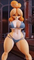 1girls 3d animal_crossing animated anthro big bikini breasts canine dance dancing dividebyzero female figure furry gif_version girl hips hourglass isabelle_(animal_crossing) kemonomimi loop me!me!me!_dance phonk thick thighs wide