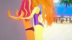 3d adagio_dazzle beach big_ass big_breasts big_butt big_hips big_thighs cleavage curly_hair darckanllel equestria_girls female female_focus female_only hourglass_figure huge_ass huge_breasts huge_butt huge_hips huge_thighs large_ass large_breasts large_butt long_hair my_little_pony orange_hair orange_skin red_hair sunset_shimmer swimsuit wide_hips yellow_skin yuri