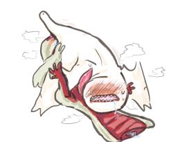 2d 2monsters 69 69_position ambiguous_gender blush bodily_fluids erection excited genital_fluids genitals gigginox grey_skin heat hermaphrodite khezu moans monster monster_hunter monster_sex non-human penis saliva saliva_drip sex sharp_teeth stimulation sucking_anus sweat sweating wet wet_body white_skin