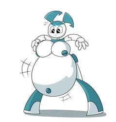 belly big_belly breasts female female female_only huge_belly jenny_wakeman my_life_as_a_teenage_robot nipples pregnant robot solo_female surprised whispnslime xj-9