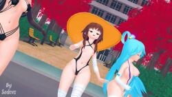 3_characters 3d 3d_(artwork) 3d_animation 3girls aqua_(konosuba) aqua_dress aqua_eyes aqua_hair areolae ass ass_bigger_than_head back_view background bandages big_ass big_breasts big_butt big_thighs bikini black_bikini black_dress black_gloves black_hair black_panties black_socks blue_dress blue_eyes blue_hair blue_panties blue_skirt boots booty breasts brown_hair choreography dancing dancing_girl dat_ass exposed exposed_ass exposed_breasts exposed_nipples exposed_pussy fat_ass feet female female_focus female_only fingerless_gloves flat_chest flat_chested front_view goddess hair_ornament hourglass_figure hourglass_figured_female huge_ass koikatsu koikatsu_(medium) kono_subarashii_sekai_ni_shukufuku_wo! konosuba light_blue_hair long_gloves long_hair long_socks longer_than_30_seconds longer_than_one_minute megumin micro_bikini miniskirt mmd mp4 multiple_angles multiple_females multiple_girls music music_video naked_footwear nipples panties pink_areola pink_nipples pink_skirt public public_nudity pussy red_dress red_eyes red_skirt scenario school shaved_pussy shoes short_hair side_view socks sodevs song tagme teenage_female teenage_girl teenager thick_thighs undress_character undressing undressing_self video white_gloves white_panties white_socks wide_hips witch witch_costume witch_hat yunyun_(konosuba)