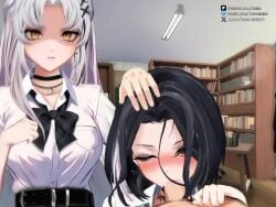 1girls 2girls animated aroused aroused_face assisted_fellatio beauty_mark black_hair blowjob blowjob_face blush brat breasts bubblebebe choker cute cute_face english_dialogue english_voice english_voice_acting eyebrows eyelashes female female_focus hourglass_figure indie_virtual_youtuber lewdtuber live2d male medium_breasts petite petite_body petite_breasts petite_female pov school_uniform schoolgirl schoolgirl_uniform sexy sexy_body sexy_pose tagme thick_thighs thighs tomboy video virtual_youtuber vtuber vtuberfanart white_hair yellow_eyes