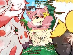 after_sex anthro ass balls blush bodily_fluids body_writing braixen breasts canid canine cum cum_in_ass cum_in_vagina cum_inside deer deerling english_text female fucked_silly generation_5_pokemon generation_6_pokemon generation_8_pokemon genital_fluids genitals hi_res hisuian_form hisuian_zoroark inflation leaking_cum male multiple_orgasms nintendo noelle_evilyn_(character) open_mouth orgasm penis pokemon pokemon_(species) regional_form_(pokemon) softestpuffss spiral spiral_eyes spring_deerling sweat text trans_(lore) trans_woman_(lore) vaginal_fluids vaginal_fluids_on_penis zoroark