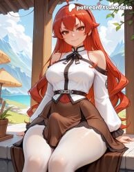 1futa 2025 ai_assisted ai_generated anime arm_support artist_name beach blue_sky breasts bulge bust cloud cock dick eris_greyrat explicit futanari hi_res high_quality high_resolution highres long_hair looking_at_viewer mushoku_tensei outdoors pantyhose patreon patreon_username penis red_hair sitting sky smile solo stable_diffusion tsukoneko water watermark white_legwear