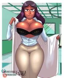 big_breasts bra doctor fizzyrox_(artist) flashing front_view looking_at_viewer milf priyanka_maheswaran seductive seductive_smile smile steven_universe straight_hair underwear