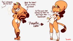 1girls angry anthro before_and_after before_and_during_pregnancy color colored dialogue diives dou_(diives) english_text female female_only fetal_movement furry furry_only impregnation impregnation_request insult large_breasts oc orange_body orange_fur pregnant sex_request solo solo_female tagme time_skip xingzuo_temple