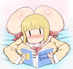 1girls absurd_res alternate_version_available ass big_ass big_breasts big_butt blonde_hair blush book bubble_ass bubble_butt butt dat_ass fat_ass female female_only highres huge_ass huge_butt large_ass large_breasts lying mob_face nichijou on_stomach school_uniform sekiguchi_yuria short_hair solo solo_female sweat thanuki thanukiart thick thick_ass voluptuous wide_hips