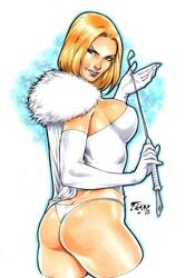 1girls 2018 2d 2d_(artwork) ass big_ass big_breasts blonde_female blonde_hair blue_eyes breasts bustier busty corset curvaceous curvy dat_ass dominatrix ed_benes_studio emma_frost eyeshadow female female_only femdom fred_benes from_behind gloves hellfire_club hi_res highres holding_object holding_riding_crop homo_superior human large_breasts makeup marvel marvel_comics mascara mutant panties pinup purple_lips purple_lipstick riding_crop short_hair signature simple_background solo superheroine supervillain telepath thick_ass thick_thighs thighs thong traditional_media_(artwork) voluptuous white_background white_corset white_gloves white_panties white_queen white_thong x-men